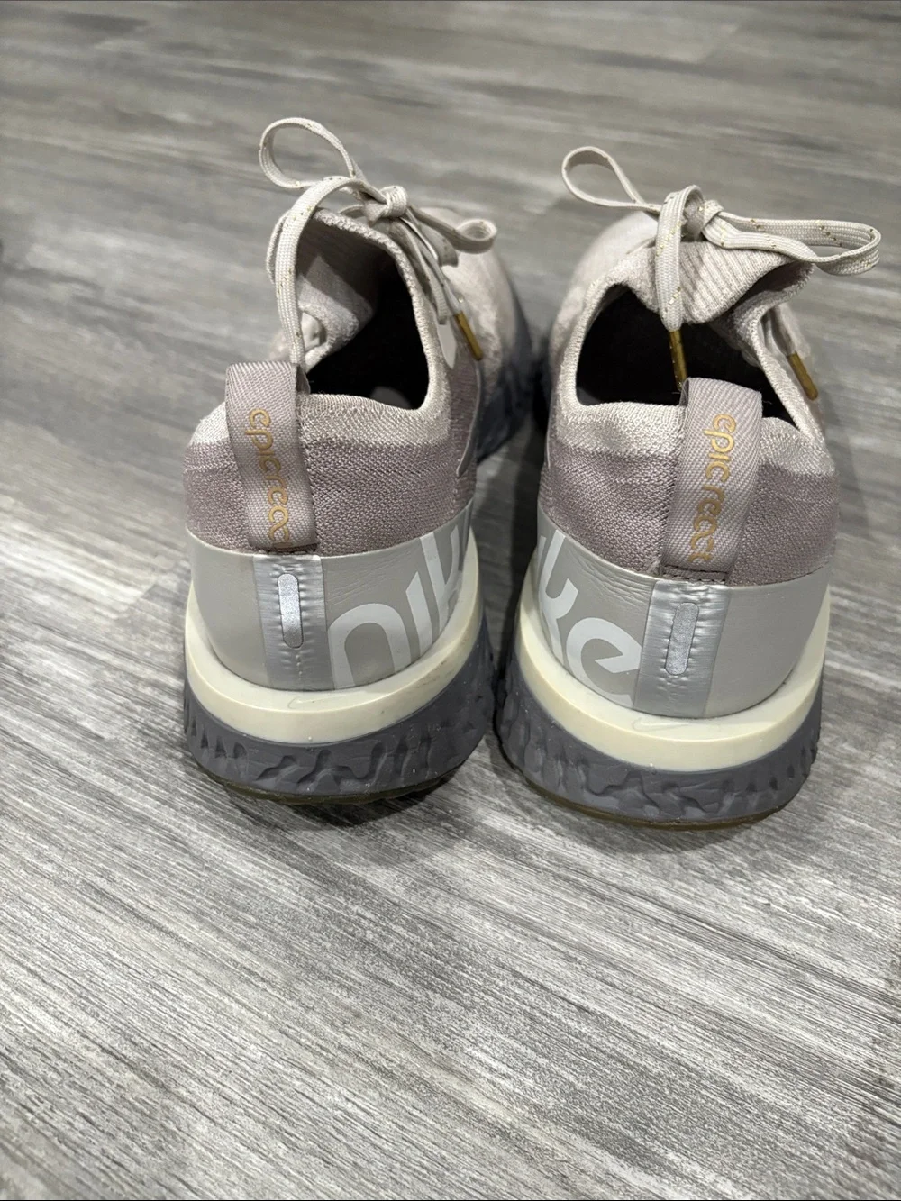 Nike Women's Running Shoes - Light Gray with Gold Swoosh